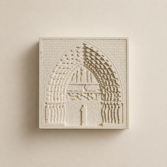 Bas-relief du Portail du Jugement Dernier de Notre-Dame de Paris, sculpture gothique en plâtre fait main